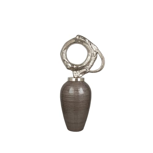 Romimex Flasche Silber Champagner Glas Aluminium 35 x 79 x 25 cm mit Deckel von Romimex