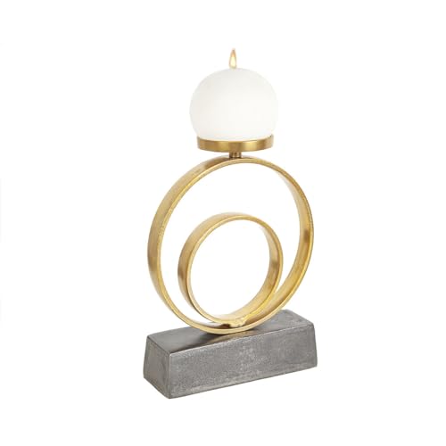 Romimex Kerzenhalter, Schwarz, Gold, Aluminium, 21 x 28 x 7 cm, Kreis Romimex Kerzenhalter, Schwarz, Gold, Aluminium, 21 x 28 x 7 cm, Kreis von Romimex
