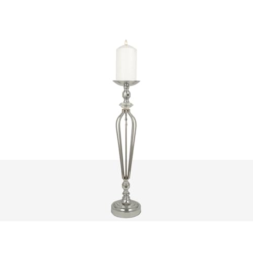 Romimex Kerzenhalter, silberfarben, Metall, Glas, 16 x 57 x 16 cm Romimex Kerzenhalter, silberfarben, Metall, Glas, 16 x 57 x 16 cm von Romimex
