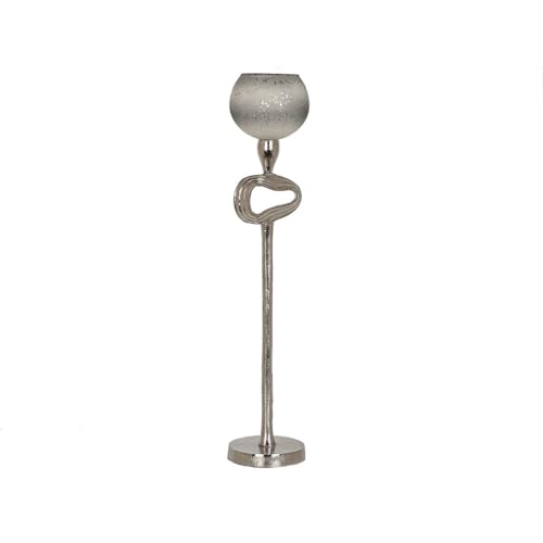 Romimex Kerzenhalter Beige Silber Glas Aluminium 12 x 56 x 12 cm Kugel Romimex Kerzenhalter Beige Silber Glas Aluminium 12 x 56 x 12 cm Kugel von Romimex