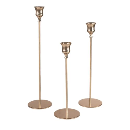 Romimex Kerzenhalter-Set, goldfarben, Metall, 32 x 4 x 12 cm, 3-teilig Romimex Kerzenhalter-Set, goldfarben, Metall, 32 x 4 x 12 cm, 3-teilig von Romimex