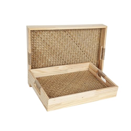 Romimex Tablett-Set, natürliches Korbgeflecht, MDF, 2-teilig von Romimex