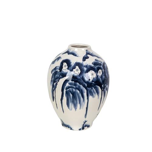 Romimex Vase, Blau, Weiß, Keramik, Blumen, 18 x 25 x 18 cm von Romimex