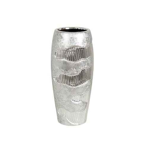 Romimex Vase, silberfarben, Keramik, 14 x 30 x 14 cm von Romimex