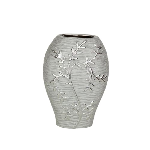 Romimex Vase, silberfarben, Porzellan, 18 x 26 x 10 cm von Romimex
