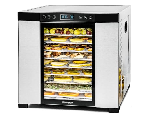 ROMMELSBACHER Dörrautomat DA 1050, Dörrfläche 1,6 m², 10 Edelstahl-Dörrtabletts, Warmhaltefunktion, Favoritenprogramm, 99 Std. Zeitschaltuhr, Temperatur einstellbar (35 °C – 75 °C) von Rommelsbacher