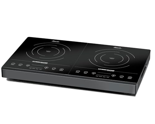 ROMMELSBACHER Doppelkochplatte CT 3402/IN, Induktion, Glaskeramik, Touch Control, Topferkennung, 10 Leistungsstufen, 10 Temperaturstufen 60-240 °C, Timer, Griffmulden, sehr leiser Lüfter, 3400 Watt von Rommelsbacher