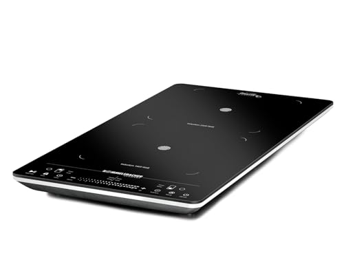 ROMMELSBACHER Doppelkochplatte CT 3430/IN, Induktion, vertikale Bauform, platzsparend, 2 Heizzonen, 10 Leistungssturen, 10 Temperaturstufen, Timer, Slider Touch & Touch Control von Rommelsbacher