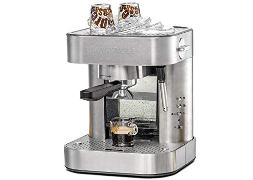 ROMMELSBACHER Espresso Maschine EKS 2010 - Siebträger, Filtereinsatz für 1 bzw. 2 Tassen, Vorbrühfunktion, 19 Bar Pumpendruck, Düse für Milchschaum/Heißwasser, programmierbare Tassenfüllmenge von Rommelsbacher