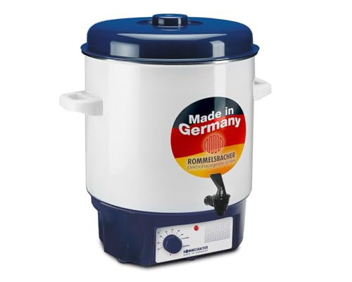 ROMMELSBACHER Glühwein-/Einkochautomat KA 1801, MADE IN GERMANY, 2-Schicht-Emaillierung, 27 Liter/14 Gläser à 1 Liter, stufenlos regelbar, Entsafterschaltung, Ablaufhahn, Einlegerost, 1800 Watt von Rommelsbacher