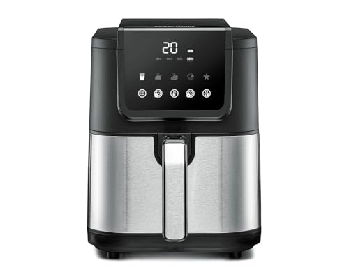 ROMMELSBACHER Heißluftfritteuse FRH 1500, XL-Backraum 5 Liter (ca. 18 x 26 cm) für 800 g Pommes, sehr leiser Betrieb 45 db(A), 5 Programme + 4 Temperaturstufen, platzsparende rechteckige Bauform von Rommelsbacher