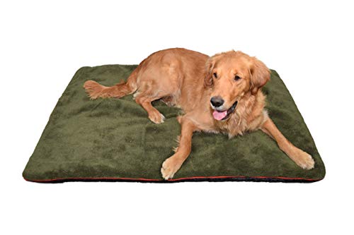 Petbed - Hundedecke Faserpelz | Robustes Material | Isolierende Thermo-Decke | Waschbar | rutschfest | 70 x 100 cm, Oliv von Romneys