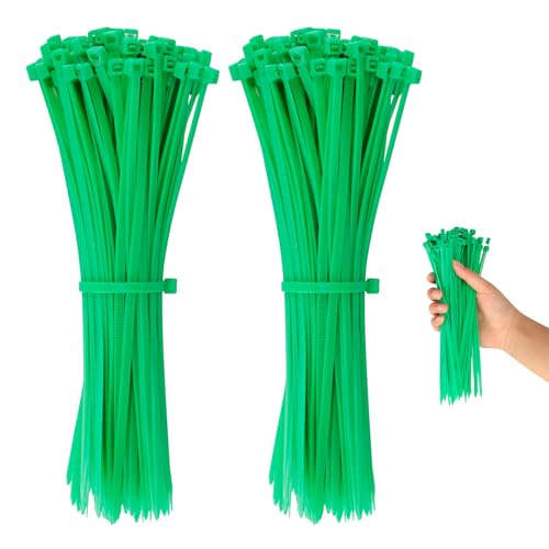 Romon Kabelbinder Grün Kabelbinders UV-Beständig Wetterfest mit 21Kg Zugfestigkeit Kann im Innen- und Außenbereich Verwendet UV Beständig Set 200mm x 4.8mm 100 Stück von Romon