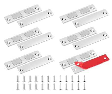 Romon Magnetschnäpper Magnete für Schranktüren, 6 Stück Ultra Dünn Türmagnete Schrankmagnete Stark Türschließer Doppelt Magnete Schubladen Kleiderschrank Magnetverschlus für Möbel Schranktür Schließen von Romon