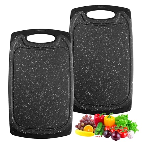 Romon Schneidebrett Kunststoff, 2 Stücke Schneidebretter Rutschfeste Griffe Cutting board, 33×19.8CM Chopping Board Spülmaschinenfest Professionelles Küchenbrett Schneidebrett Set für Küche Camping Romon Schneidebrett Kunststoff, 2 Stücke Schneidebretter Rutschfeste Griffe Cutting board, 33×19.8CM Chopping Board Spülmaschinenfest Professionelles Küchenbrett Schneidebrett Set für Küche Camping von Romon