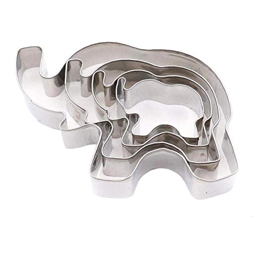 Romote 4Pcs Elefant Formen Edelstahl Ausstecher Elefanten geprägt Presse Plätzchen-Formen Fondant Cutter von Romote