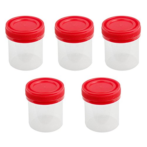 Romote 5x 40 ml Measuring Cup Plastik Graduierten Meßbecher Sterilcontainer mit Deckel von Romote