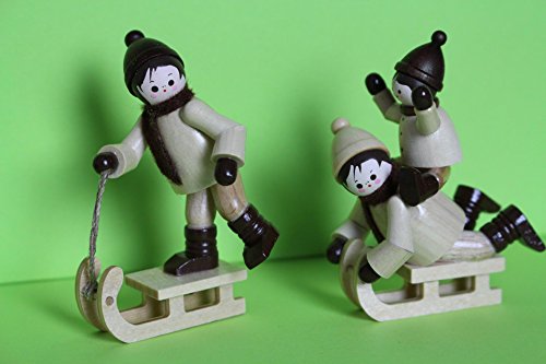 Romy Thiel Figur Rodelset Höhe 7,5 cm Natur Neuware Original aus dem Erzgebirge von Romy Thiel
