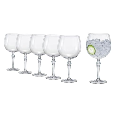 Rona2serve Gin Tonic Gläser-Set 630 ml I 6er Set Cocktail-Gläser aus bleifreiem Kristallglas I Große Ballon-Gläser 6 Stück stoßfest I spülmaschinenfest von Rona2serve