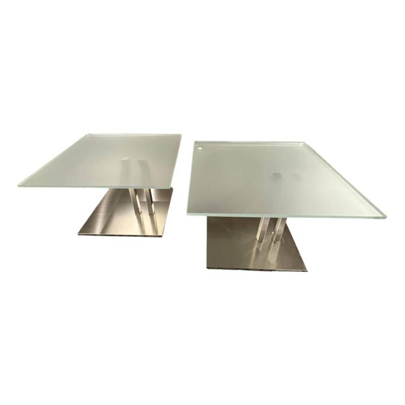 2er-Set Tisch K 525 Doppio Optiwhite Glas ESG Nanostruktur Unlackiert Säule Und ... von Ronald Schmitt Design