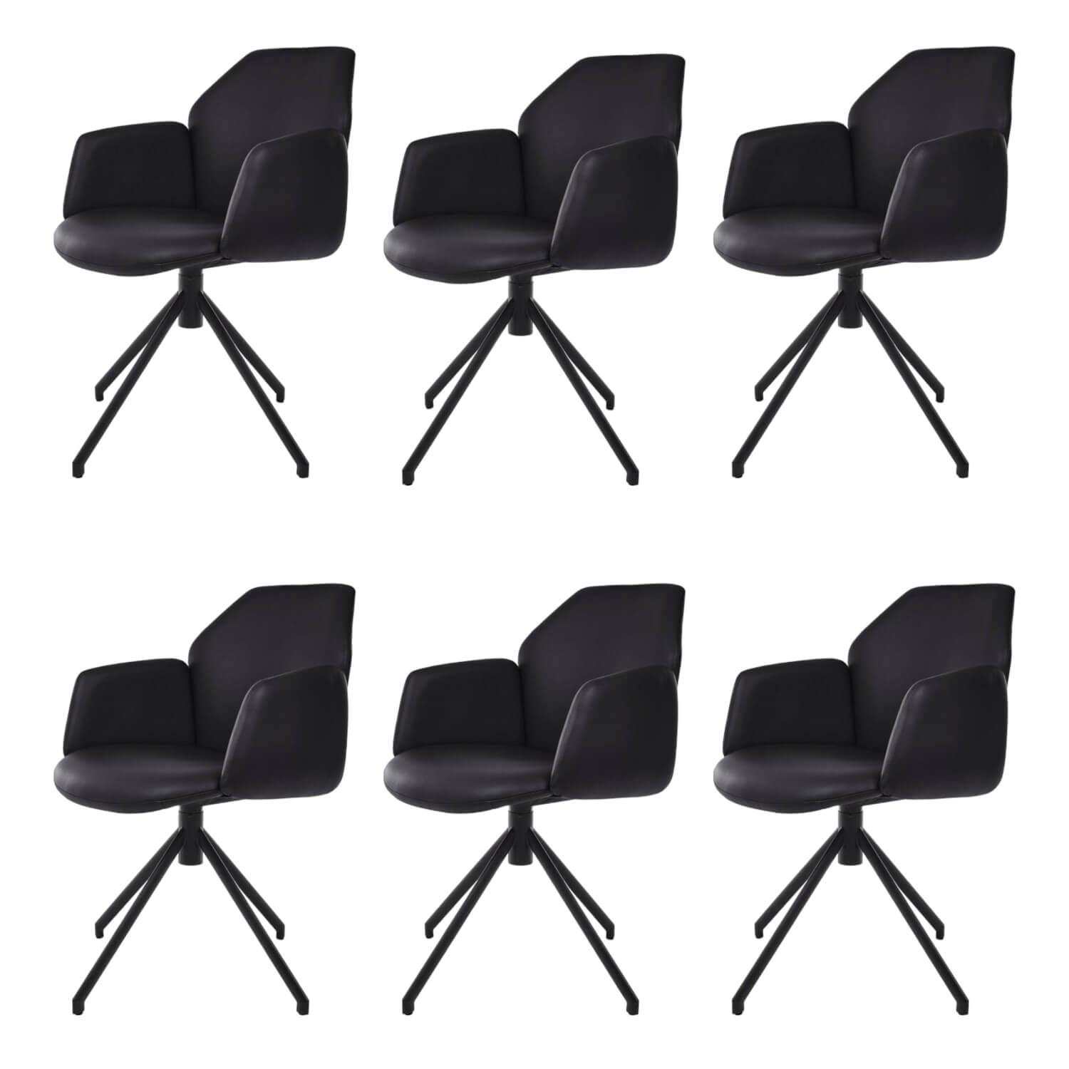 6er-Set Stühle Mirella-C Leder Toledo Nero Spinnengestell Schwarz mit Rückholfed... 6er-Set Stühle Mirella-C Leder Toledo Nero Spinnengestell Schwarz mit Rückholfed... von Ronald Schmitt Design