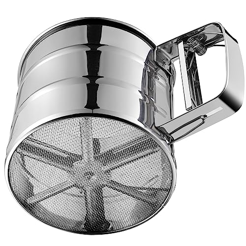 Mehlsieb, Edelstahlsieb zum Backen, doppellagiges feinmaschiges Backsieb, Einhandpresse, Kurbelsieb für Puderzucker, Streuer, Staubwedel, Mehlsieb zum Backen von Kuchen Rondauno Mehlsieb, Edelstahlsieb zum Backen, doppellagiges feinmaschiges Backsieb, Einhandpresse, Kurbelsieb für Puderzucker, Streuer, Staubwedel, Mehlsieb zum Backen von Kuchen Rondauno von Rondauno