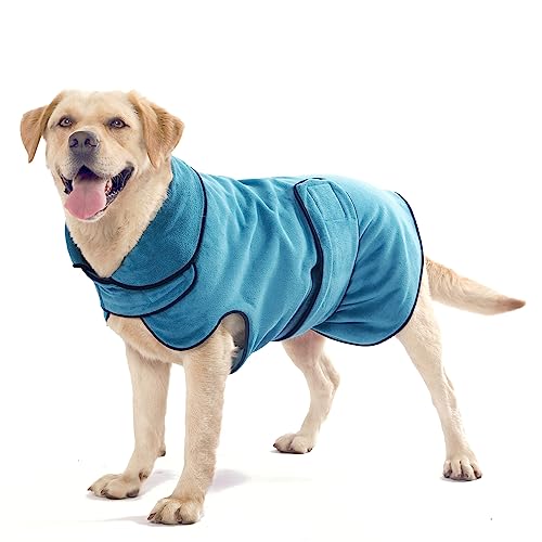RongYiCare Hunde-Bademantel, Handtücher zum Trocknen von Hunden, schnell trocknende Hundemäntel für nach dem Bad, hochwertiger, saugfähiger Hunde-Trockenmantel, verstellbarer Kragen und Taille, von RongYiCare