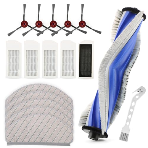 17PCS Zubehör für Ecovacs Deebot N20/N20 Plus/N20 Pro Plus mit 1 Hauptbürste, 5 Mopp, 5 Seitenbürsten,5 HEPA Filter,1 Reinigung Bürste Roboter Staubsauger Ersatzteile von RongZy
