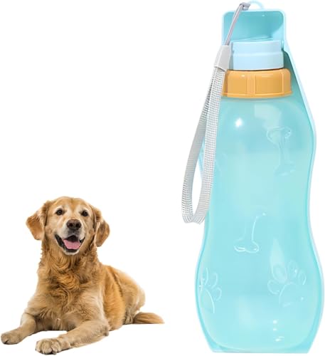 Rongchenghao Tragbare 350 ml faltbare Hundewasserflasche, geeignet für Spaziergänge, Hunde-Reise-Wasserflasche - Outdoor-Trinkbecher für Hunde, Katzen und Haustiere (Blau, 350 ml) von Rongchenghao