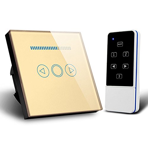 Touch Dimmer Schalter 500W Fernbedienung gehärtetes Panel Dimmer Lichtschalter (Gold) von Rongda Smart Home