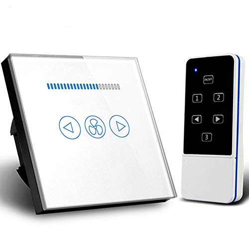 Wand Lüfter-Touch-Schalter EU-Standard-Lüfter Geschwindigkeitsschalter White Crystal Glass Wireless Fernbedienung von Rongda Smart Home