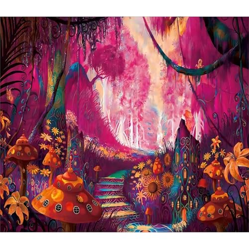 Roninkier Pilze UV-Wandteppich Schwarzlicht Wandtuch, Aesthetic Skelett Natur Wald Wandbehang Psychedelic für Schlafzimmer Wohnzimmer (Pilz 3, 150 x 100cm) von Roninkier