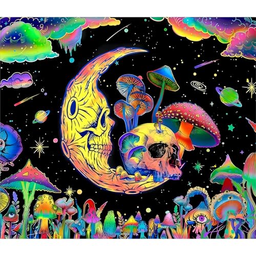 Roninkier Pilze UV-Wandteppich Schwarzlicht Wandtuch, Aesthetic Skelett Natur Wald Wandbehang Psychedelic für Schlafzimmer Wohnzimmer (Pilz 4, 200 x 150cm) von Roninkier
