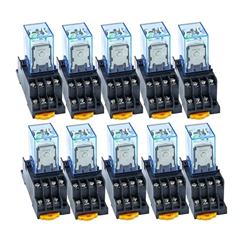 Ronlok 10 Stück MY4NJ 14PIN 4DPDT Mini Elektromagnetisches Elektronisches Relais Spule 5A mit Buchse PYF14A Sockel AC 220V von Ronlok