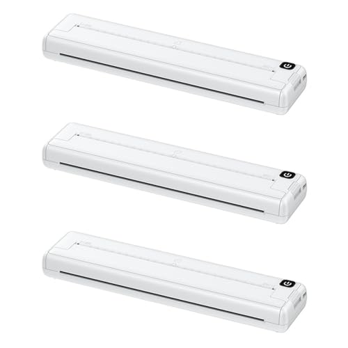 Ronlok 3 x tragbare Drucker Wireless Thermodrucker A4 Drucker für tragbare Fotodokumente Tinte Bluetooth--Drucker für Zuhause von Ronlok