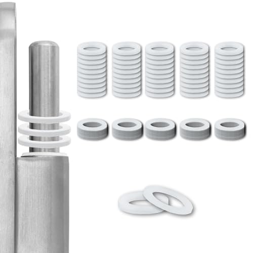 Ronoza 100 Stück Fitschenringe Zimmertüren,Unterlegscheiben Türscharnier,Kunststoff Türscharnier Zimmertüren 10×15mm (Dicke 1,2 mm, 50 PCS + Dicke 0,5 mm, 50 PCS),Montageringe Ohne Abriebspuren(Weiß) von Ronoza