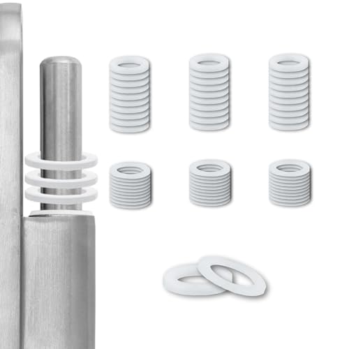 Ronoza 60 Stück Fitschenringe Zimmertüren,Unterlegscheiben Türscharnier,Kunststoff Türscharnier Zimmertüren 10×15mm (Dicke 1 mm, 30 PCS + Dicke 2 mm, 30 PCS),Montageringe Ohne Abriebspuren(Weiß) von Ronoza