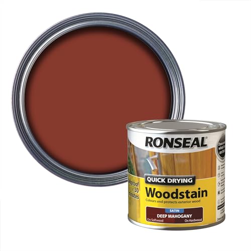 Ronseal QDWSDM250 Holzlasur 250 ml schnelltrocknend Satin Tief – Mahagoni von Ronseal