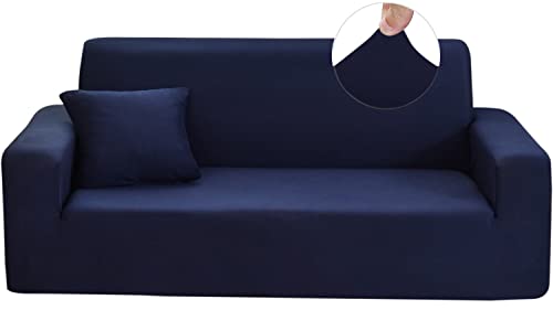Ronyes Sofabezug Elastische Stretch Spandex Stretch Sofa-Überwürfe Sofahusse für Sofa mit Armlehne Anti-Rutsch-Schaum 3 Sitzer Blau von Ronyes