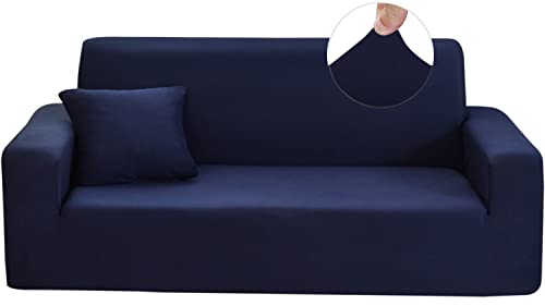 Ronyes Sofabezug Elastische Stretch Spandex Stretch Sofa-Überwürfe Sofahusse für Sofa mit Armlehne Anti-Rutsch-Schaum 4 Sitzer Blau von Ronyes