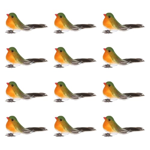 Ronyme 12Pcs Künstliche Vögel Simulation Modelle Fotografie Requisiten Weihnachten Baum Ornamente für Outdoor, Grün Orange Ronyme 12Pcs Künstliche Vögel Simulation Modelle Fotografie Requisiten Weihnachten Baum Ornamente für Outdoor, Grün Orange von Ronyme