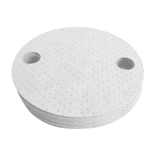 Ronyme 25 Stück saugfähige Pads für Fassdeckel, saugfähige Matten für Fässeröl, 55,9 cm Ölteppichmatten für Fett, Farbe, Werkstatt, Garage, Weiß von Ronyme