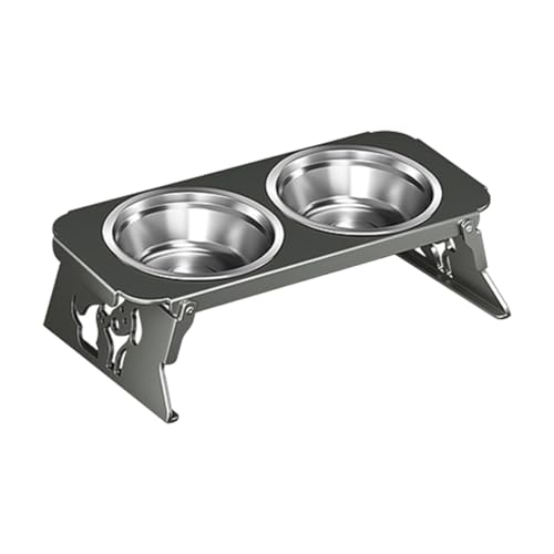 Ronyme Erhöhte Hundenäpfe Erhöhter Hundenapf Abnehmbarer Indoor-Katzen-Vielseitige Edelstahlnäpfe, Grau von Ronyme