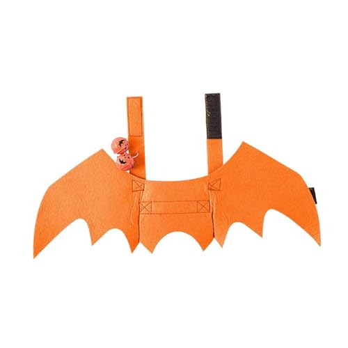 Ronyme Katzen-Fledermausflügel mit Kürbisglocke, Katzenkostüm-, Zubehör, Halloween-Party-Dekoration für Rollenspiele, Bühnenshows, Orange von Ronyme