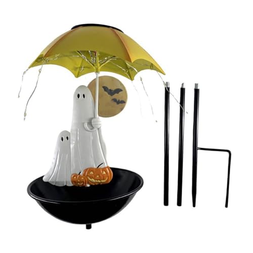 Ronyme Solar-Vogelfutterspender, Geist mit Regenschirm und Pfahl, dekoratives Solarlicht, Halloween-Dekoration für Terrasse, Außenweg von Ronyme