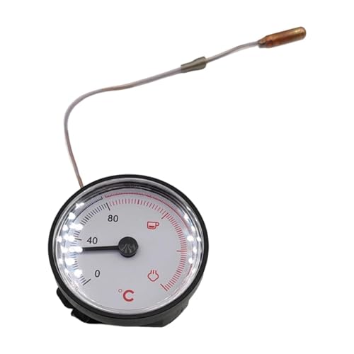 Ronyme Temperaturmessgerät Mechanisch mit Sonde Innenbereich Home Office Küche Kochen Axiales Zifferblattthermometer mit Kapillarrohr, C Celsius von Ronyme