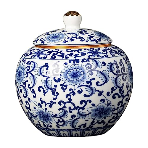 Ronyme Traditionelle Chinoiserie-Ingwergläser, antike Porzellandose, Teedose, vielseitiger Organizer, Blaue und weiße Vase für Sammlung, Büro, Schlafzimmer, Stil b Ronyme Traditionelle Chinoiserie-Ingwergläser, antike Porzellandose, Teedose, vielseitiger Organizer, Blaue und weiße Vase für Sammlung, Büro, Schlafzimmer, Stil b von Ronyme