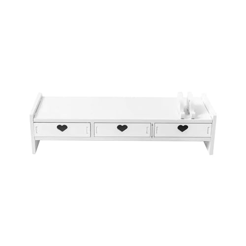 ständer-Riser, Laptop-Ständer, Computer-Regalhalter mit Aufbewahrungsschublade, Desktop-Ständer, Aufbewahrungsorganisator für PC, Drucker, Rosa 3 Schubladen von Ronyme