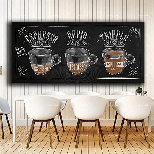 5D Diamond Painting Kaffee-Menü Diamant Painting Set, DIY Daiments Painting Vollbohrer Kit, Malen Nach Zahlen Erwachsene Kinder, Büro Eingang Wand Wohnzimmer Schlafzimmer Dekoration, 50x100cm/20x40in von Roogsoo