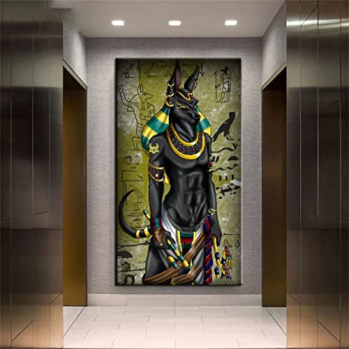 Diamond Painting Ägypten Anubis 5D Diamant Painting Voll Set mit Diamond Painting Zubehör,40x80cm Leinwand Groß Bilder Malen Nach Zahlen Erwachsene Kinder Geschenk für Deko Wohnzimmer Schlafzimmer von Roogsoo